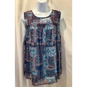 Bobbie Brooks Multi-Color Pattered Flowy Tank Top - Size L - NWOT